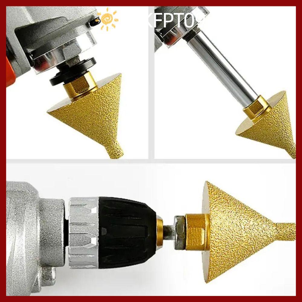 PTKFPT09 เซรามิคกระเบื้อง Hole เปิด,กรวยบดหัวเพชร Beveling Chamfer Bit, แบบพกพา M10/M14 ด้าย Carve ข