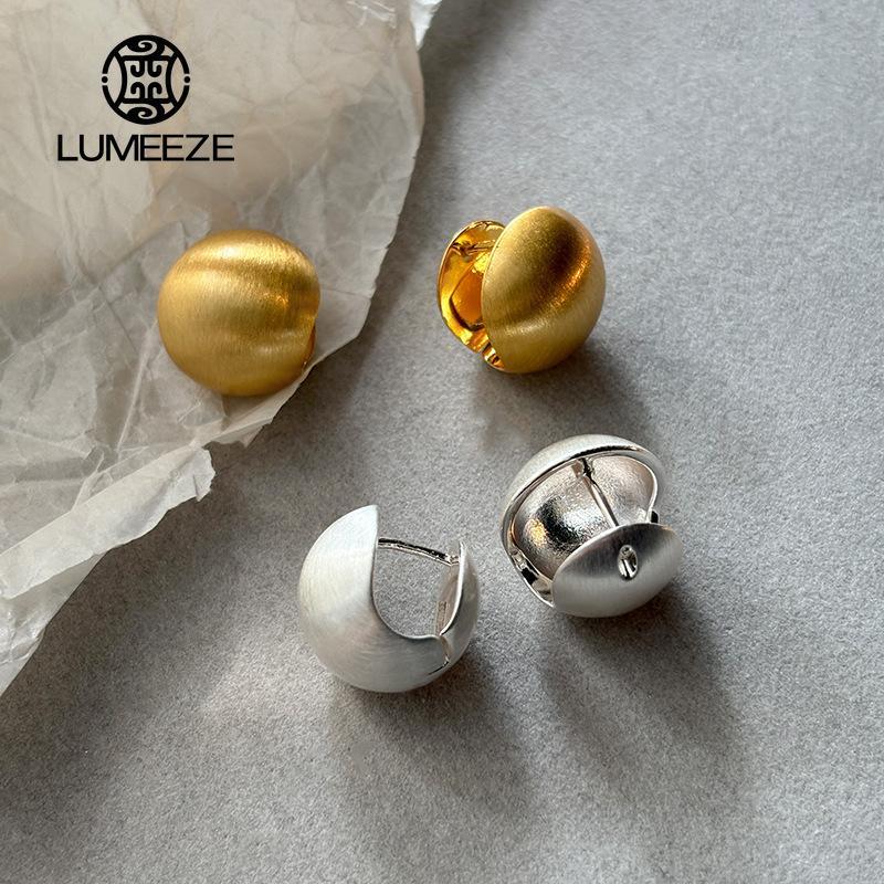 LUMEEZEL แฟชั่นสีทองแปรงทรงกลม Hoop ต่างหูสําหรับผู้หญิง Vintage โลหะ Big Ball รอบต่างหูเครื่องประดับ TE123 #