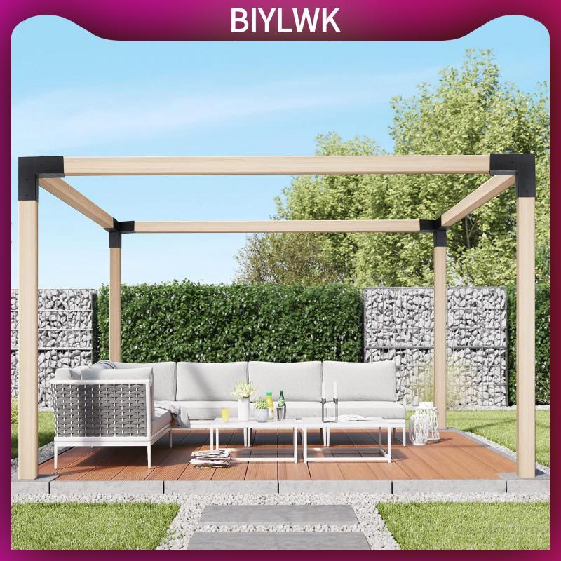 [Phenovo] 4 ชิ้น Pergola Brackets 4x4 Pergola Kit พรีเมี่ยมพร้อมสกรูวงเล็บมุมมุมขวา 3 ทางสําหรับ Gaz