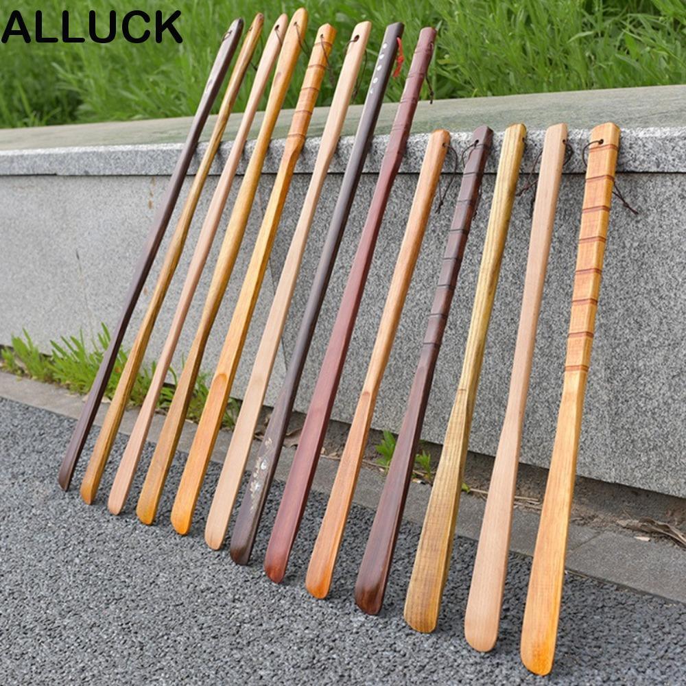 Shoehorn Alluck ทำจากไม้ ด้ามจับยาว พกพาสะดวก ใช้งานง่ายสำหรับคนวัยทอง