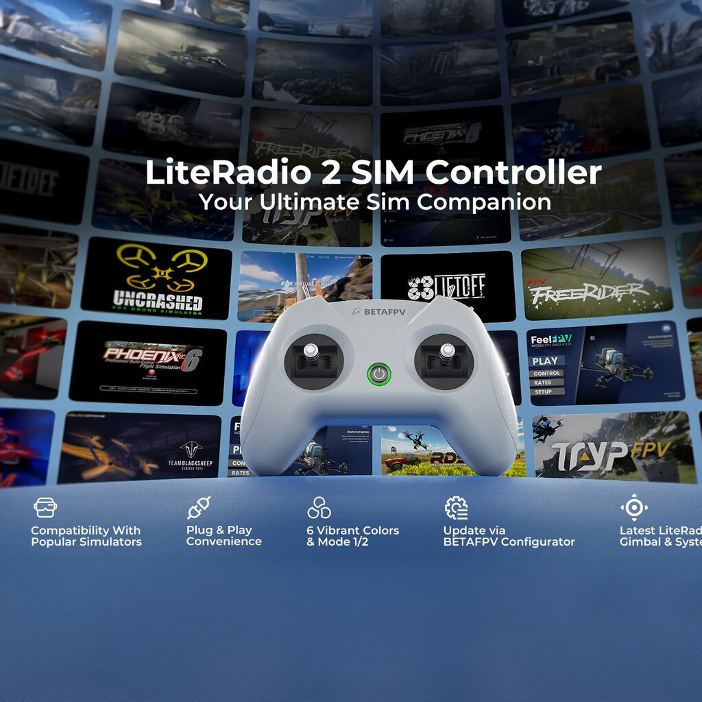 Betafpv LiteRadio 2 sim รีโมทเล่นซิม FPV Controller สำหรับ Simulator ใช้งานง่าย ราคาคุ้ม อุปกรณ์โดรน Drone