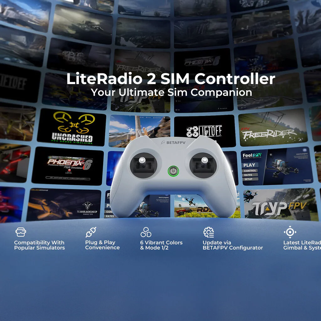 Betafpv LiteRadio 2 sim รีโมทเล่นซิม FPV Controller สำหรับ Simulator ใช้งานง่าย ราคาคุ้ม อุปกรณ์โดรน Drone