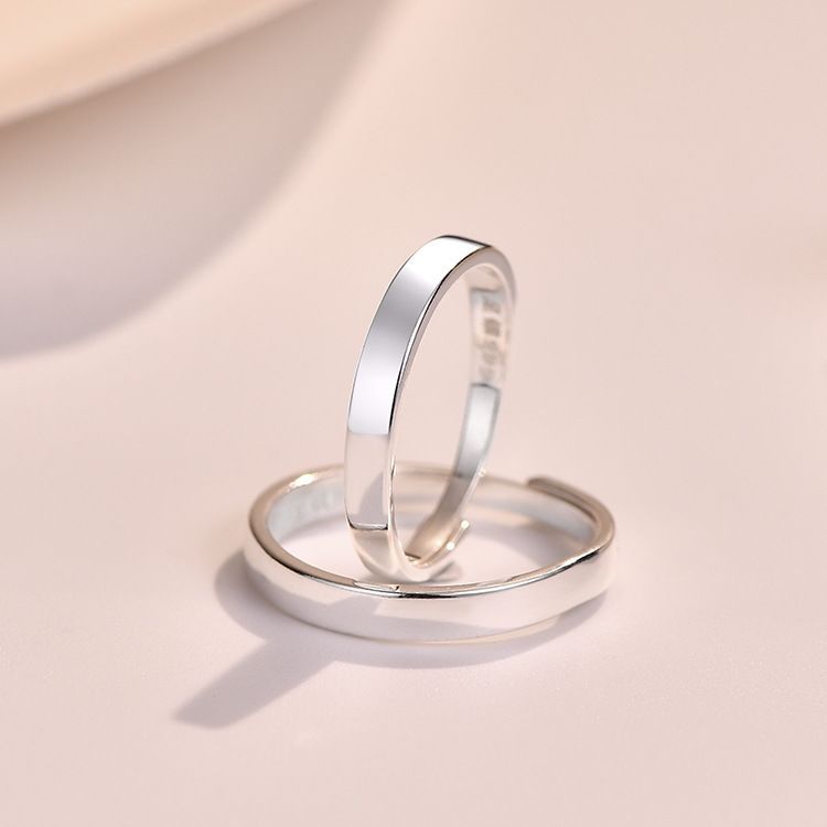 Wu Yue Lao Silver Shop แหวนเงินสเตอร์ลิง 999 ดีไซน์เรียบหรูสำหรับชายและหญิง พร้อมแพคเกจคู่ รหัส 2026