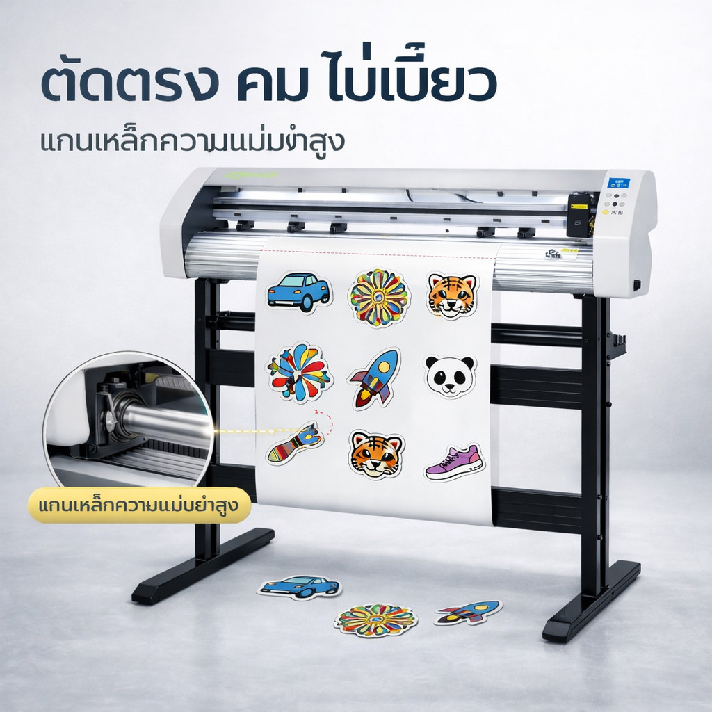 3.0 LCD touch screen เครื่องตัดสติ๊กเกอร์ไดคัท (1.3m) 1.3m Vinyl Cutter with Full Auto Contour Cut Function