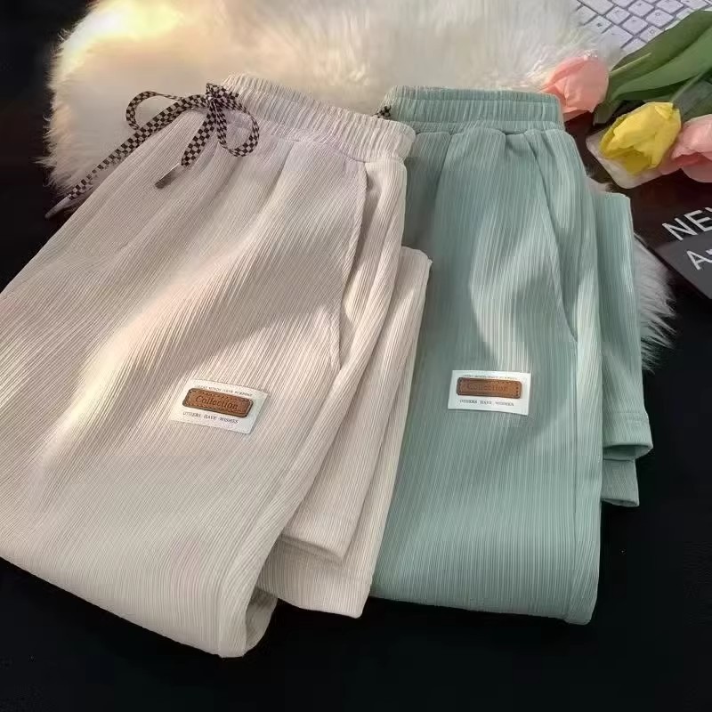 American Street Waffle Sweatpants กางเกงลำลองผู้ชาย สไตล์แฟชั่น ทรงกว้าง สบายในการสวมใส่