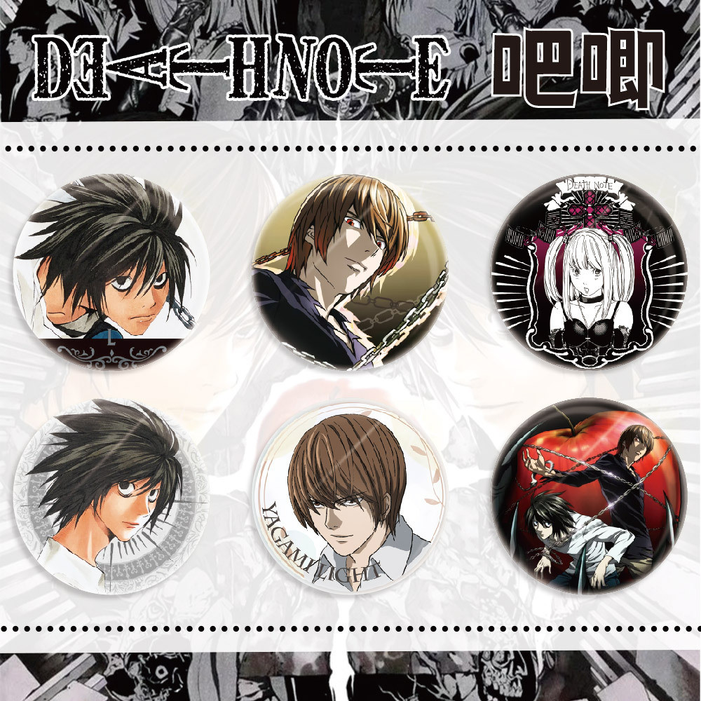 อะนิเมะ Death Note Badge ปุ่มเข็มกลัด Pins Yagami Light คอสเพลย์คอลเลกชันของเล่นกระเป๋าตกแต่งของขวัญ