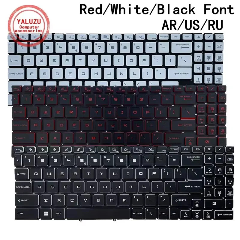 US/RU/AR แป้นพิมพ์แล็ปท็อปสําหรับ MSI GF66 GF76 GP66 GP76 GL66 GL76 GT77 GS77 WF66 WF76 M16 Z16P Z17