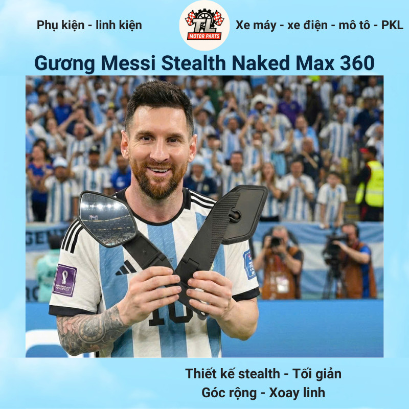 Rizoma Stealth Naked Max 360 กระจกพับ Designed Like Messi Minimalist ยืดหยุ่น Classy