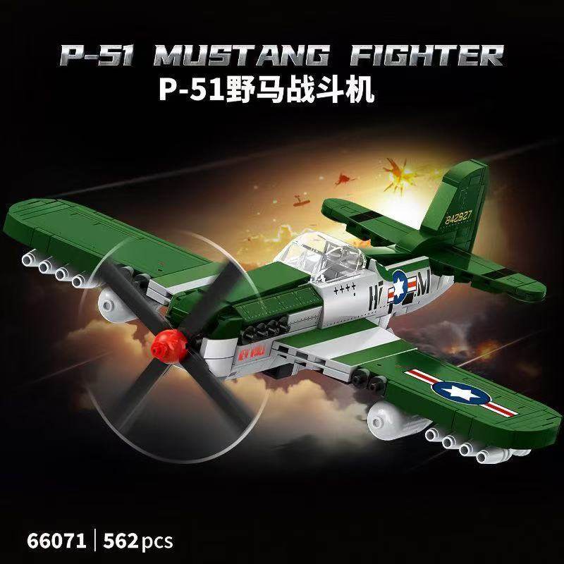 Leyi Building Blocks US Army P-51 Mustang Fighter Model ประกอบของเล่น