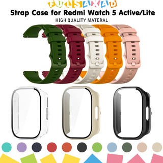 สายรัดซิลิโคนสำหรับเคสพีซี for Smartwatch Redmi Watch 5 Active /5 Lite แผ่นป้องกันหน้าจอ ที่ครอบขอบจอ อุปกรณ์เสริม