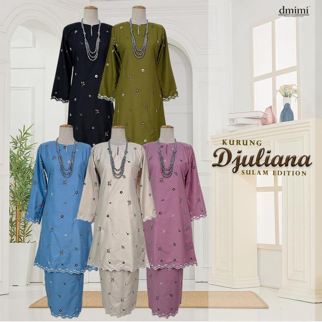 DMIMI Baju Kurung Pahang DJULIANA Sulam Pahang Labuh คุณภาพสูงเยอรมนีผ้าฝ้ายเย็บปักถักร้อย
