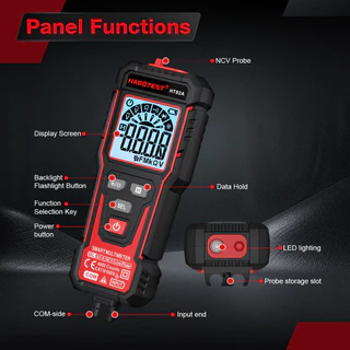 HABOTEST HT82A ( HT93 อัพเกรด ) มัลติมิเตอร์แบบดิจิตอลอัจฉริยะ 600V การตรวจจับแรงดันไฟฟ้า AC/DC 4000 นับใหม่เพิ่มฟังก์ชั่นความจุ/Diode พร้อมหน้าจอขนาดใหญ่ความละเอียดสูง