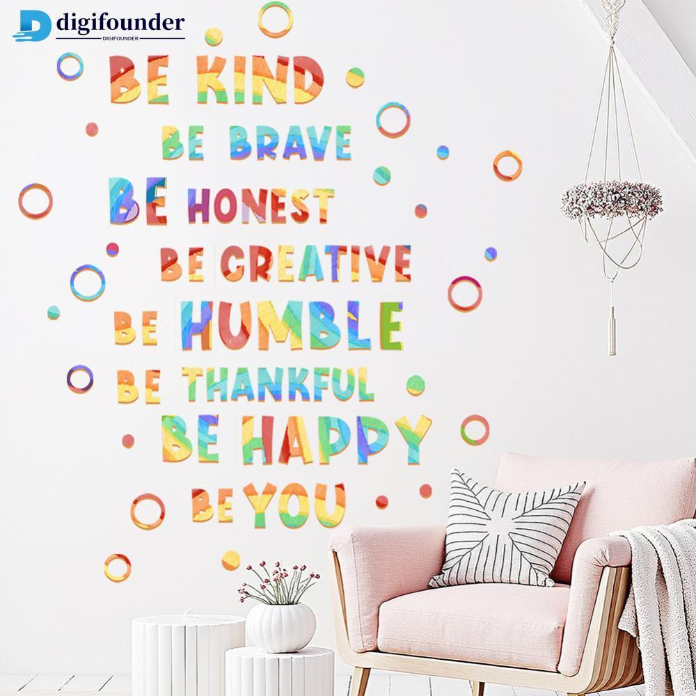 DIGIFOUNDER 3 แผ่น/เซ็ตสติ๊กเกอร์ติดผนังสีสันสดใส Self-Adhesive สร้างแรงบันดาลใจสโลแกนสติ๊กเกอร์ติดผ