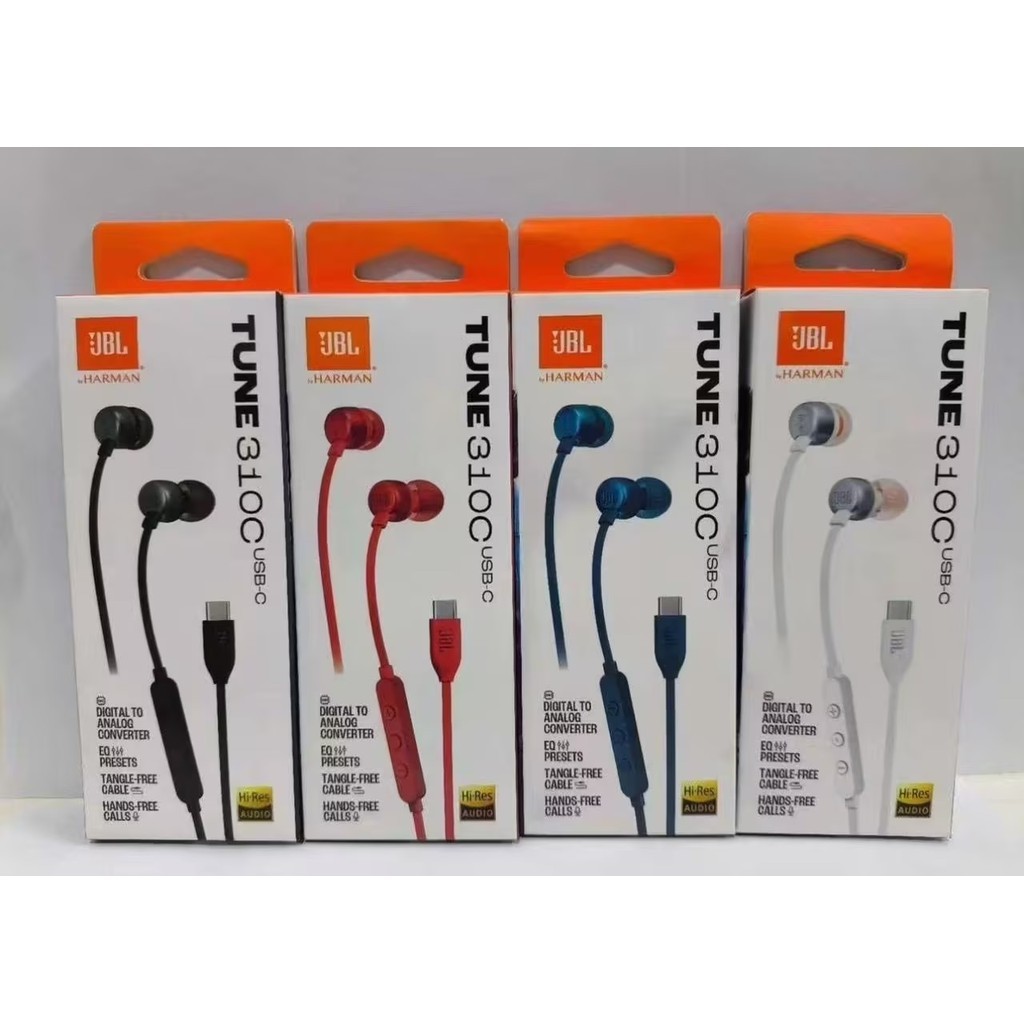 JBL Tune 310c ชุดหูฟังแบบมีสายประเภท c กันน้ํา tune 310c หูฟังชนิดใส่ในหู Tune 310c