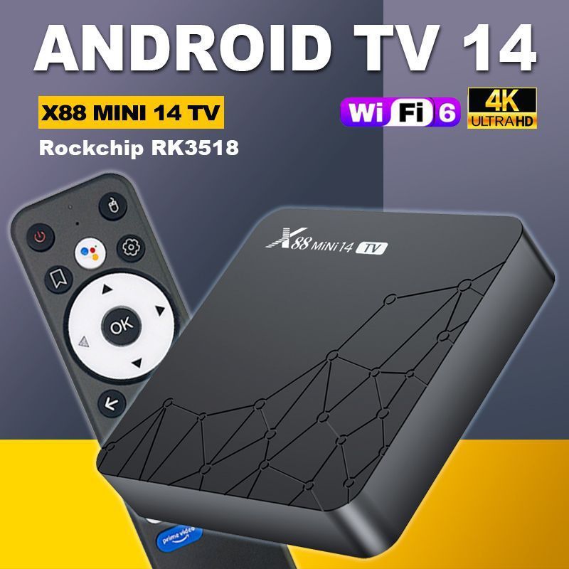 X88mini 14 ชุดการค้าต่างประเทศกล่องด้านบน wifi6 Android 14 เครื่องเล่นเครือข่าย RK3518t HD Box
