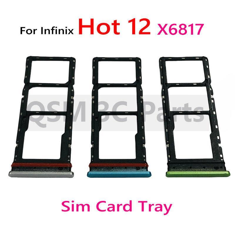สําหรับ Infinix Hot 12 X6817 X6817B Sim & SD การ์ดถาดสล็อตอะแดปเตอร์ผู้ถืออะไหล่