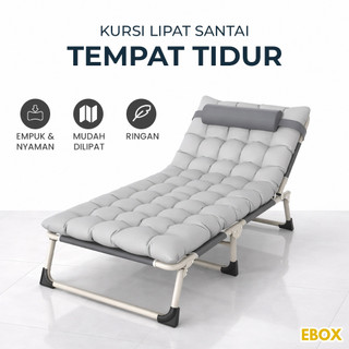 Kursi Santai Tempat Tidur Ranjang Lipat Kasur Ranjang Malas Dengan Bantal | EBOX INDONESIA