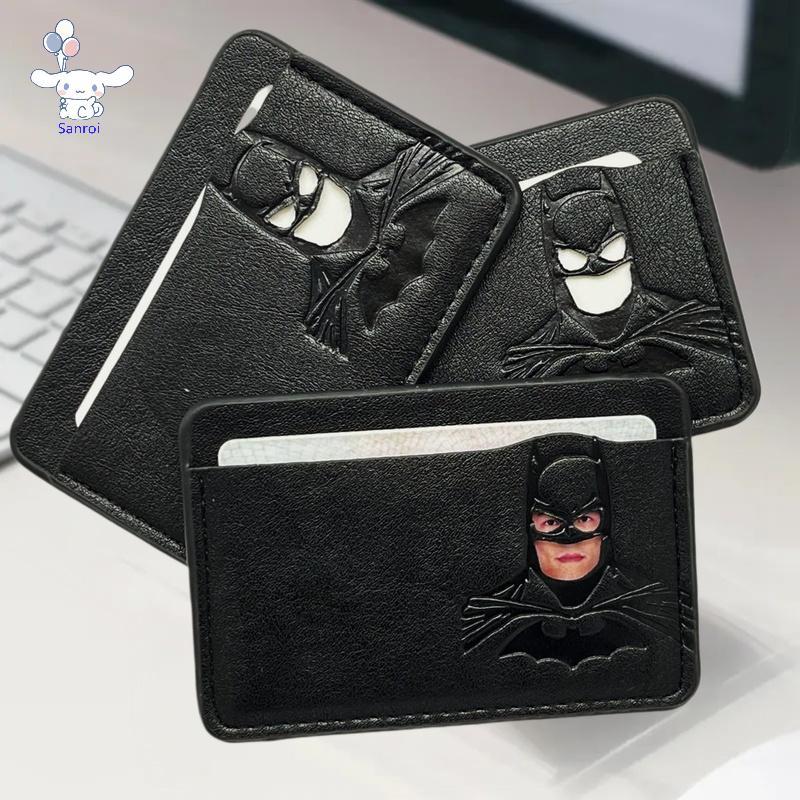 [San] Bat ID Wallet Slim Leather Card Holder Case Wallet With Hero Mask Creative Anniversary Birthda