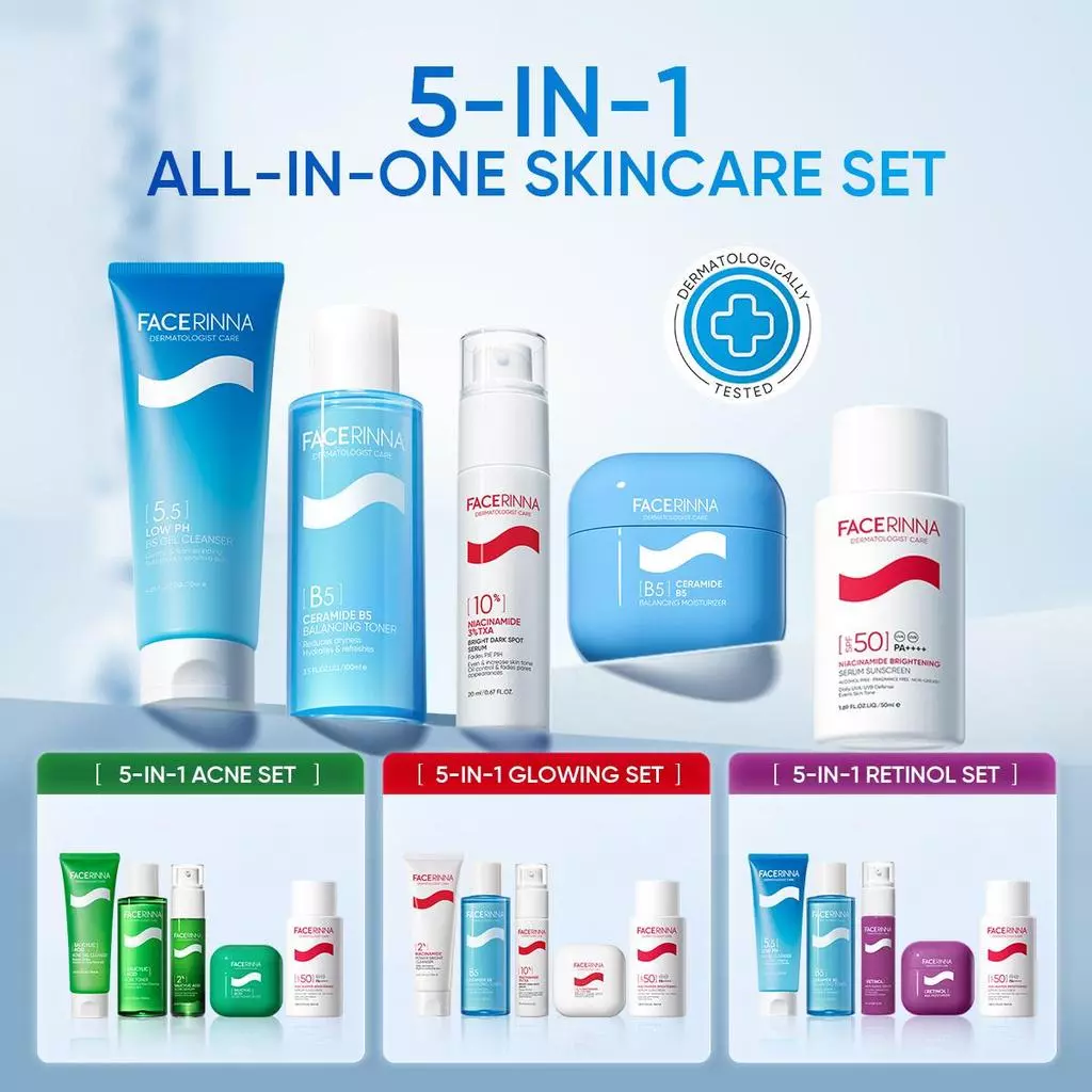 [NEW] FACERINNA All-in-One Skincare Set-5-IN-1 BARRIER /RETINOL/ACNE/GLOWING SET
