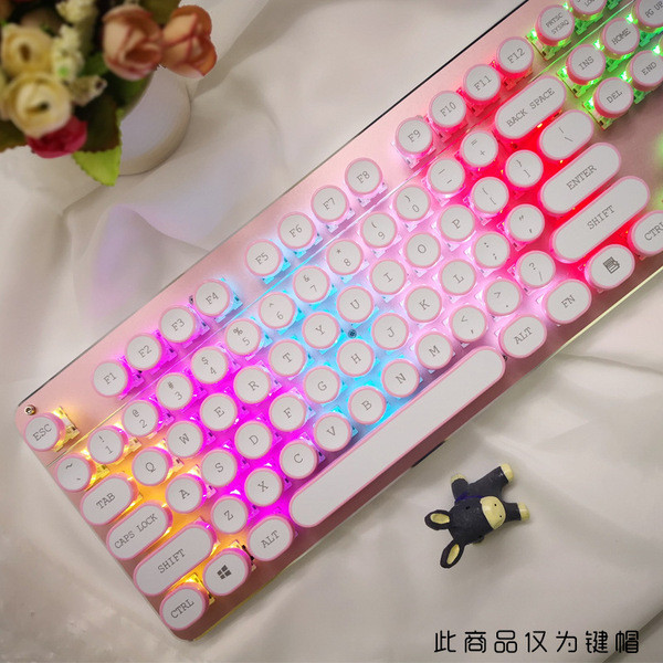 keycap คีย์แคปไทย คีย์แคป Steampunk Retro Mechanical Keyboard สีชมพู ABS Two-Color ฉีด Molding ทนต่อ