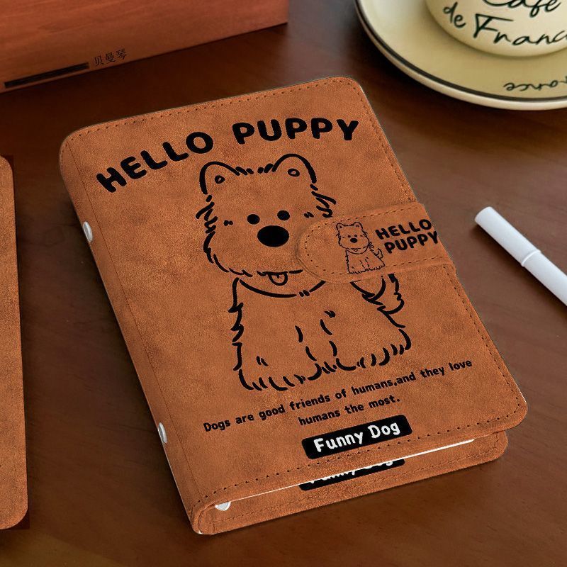 新款A6‍‍‍‍‍A5 Sha High Tapao Pu皮磁力扣手本子笔记记记本a5 West Highland สีน้ําตาลหนัง PU หัวเข็มขัดแม่เหล็กนักเรีย