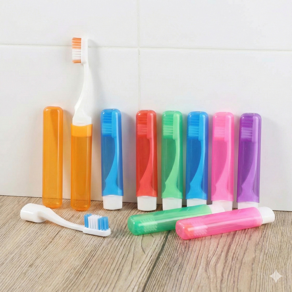 S0138 แปรงสีฟัน แบบพกพา ถอดเก็บได้ กะทัดรัด เดินทาง เข้าค่าย ขนแปรงนุ่ม ประหยัดพื้นที่ - รูปที่ 2