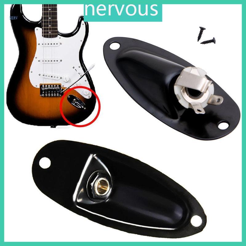 NERV Black Boat Input Output Jack Plate Socket With Screws For Guitar
