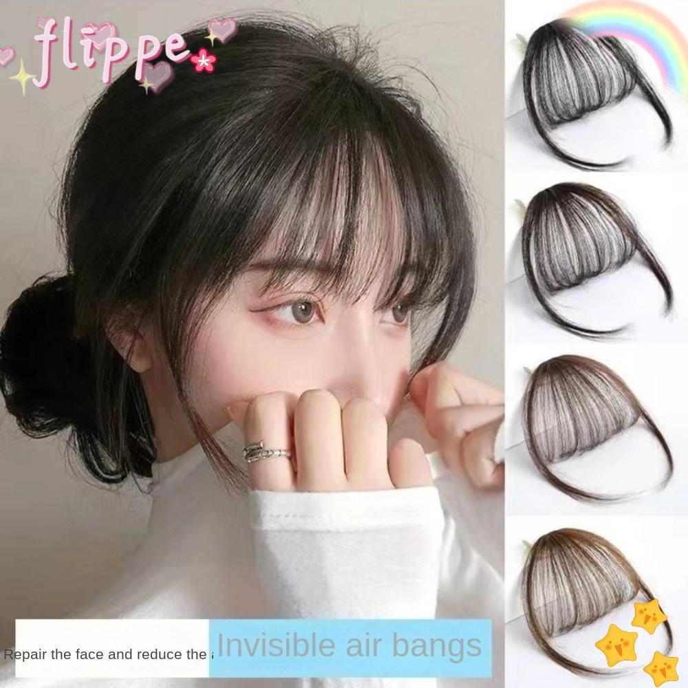FIPE Air Bangs Hairpiece, สีดําสีน้ําตาลผู้หญิง Mini Fake Bangs, สําหรับสาวสังเคราะห์ Hairpiece Exte