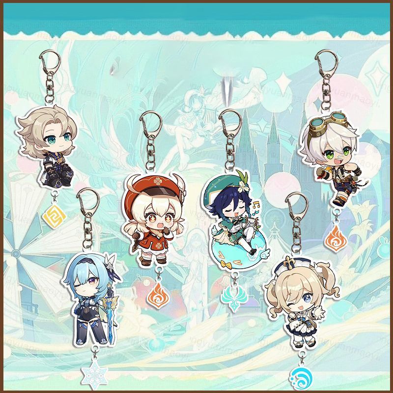 ZY2 Genshin Impact Venti รุ่น Q พวงกุญแจอะคริลิคกระเป๋าเป้สะพายหลังจี้อะนิเมะกระเป๋า Barbara อุปกรณ์