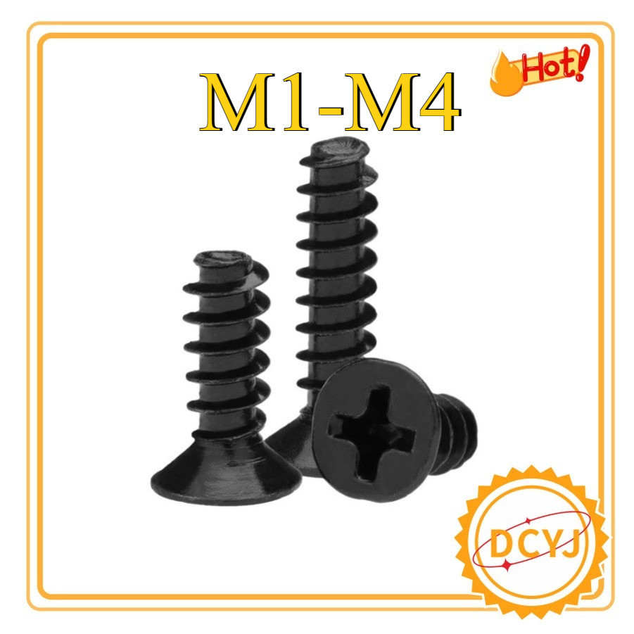 KB cross countersunk หัวหางแบน self-sting สกรูของเล่นเหล็กคาร์บอนสีดํา, สกรูไฟฟ้า M1-M4DCYJ-MB