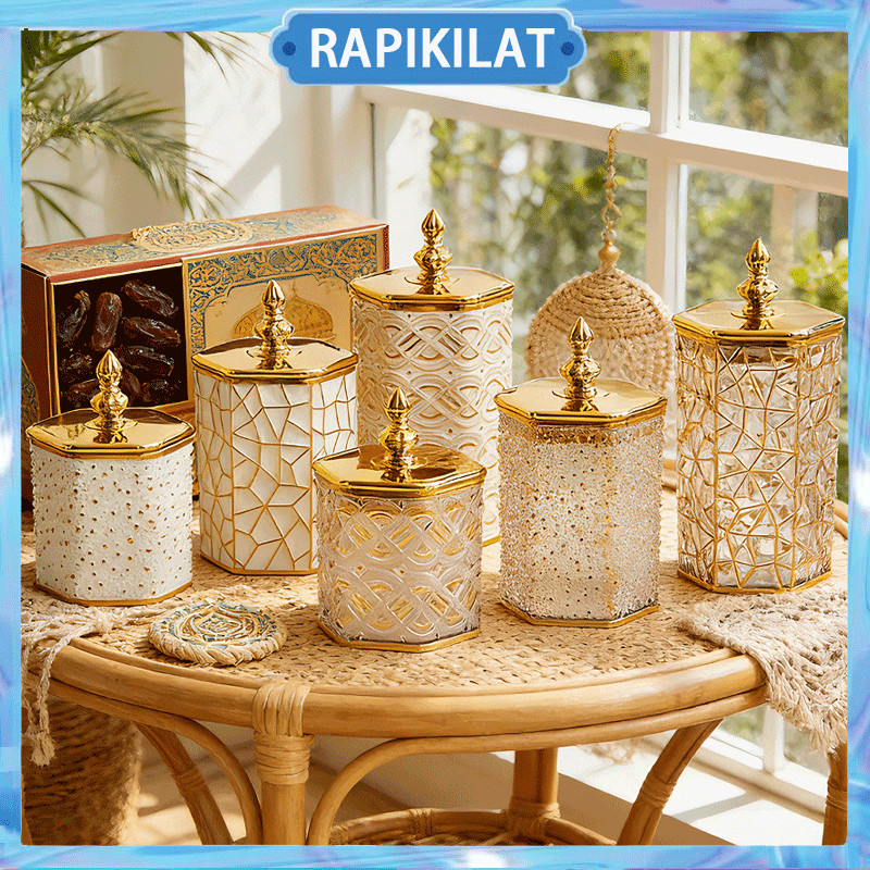3 ชิ้น Airtight Jars Luxury Eid Jars Candy Jars ช็อกโกแลต Eid Cookie Jars