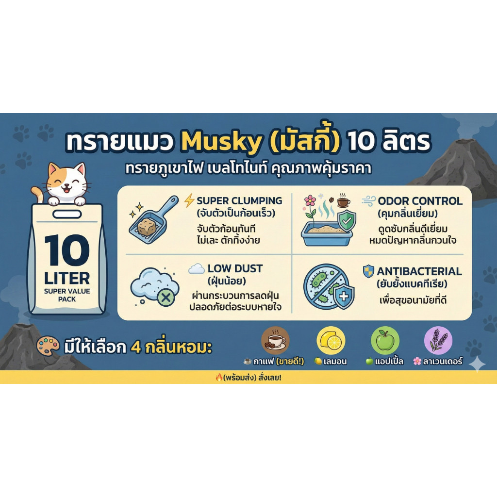 ส่งทันที I คืนคอย 250 I ทรายแมว Musky มัสกี้ 10 ลิตรx2 หนักประมาณ 20 โล - รูปที่ 2