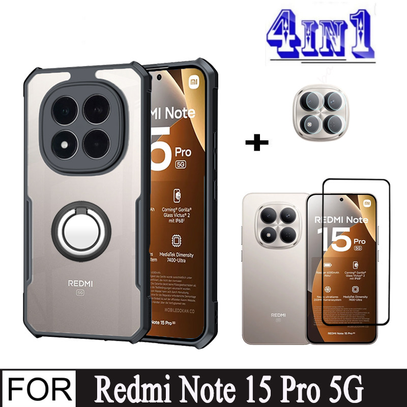 Redmi Note 15 Pro 5Gเคสโทรศัพท์กันกระแทกสําหรับRedmi 15C 14C A5 4in1 Anti-Spy Full Privacy Tempered Peek Glass + ที่วางโทรศัพท์มือถือ + ฟิล์มเลนส์ - รูปที่ 2