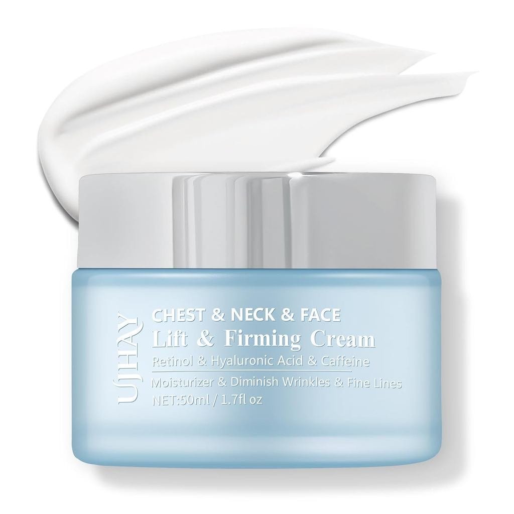 Retinol Neck Cream, Hyaluronic Acid and Caffeine Enriched Neck Firming Cream to Minimize Fine Lines 