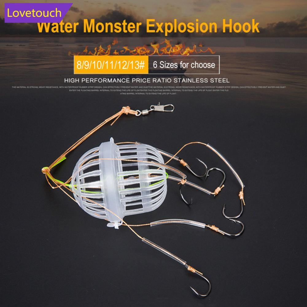 LOVETOUCH 1PCS Water Monster Bomb Hook ชุด 6 Isene ตะขอเงินปลาคาร์พ Bighead Fishing Group อุปกรณ์ตกป