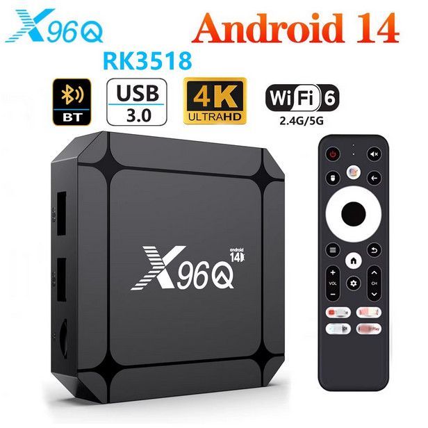 X96Q RK3518 Android 14.0 Quad Core HD 4K WIFI6 BT USB3 tvbox