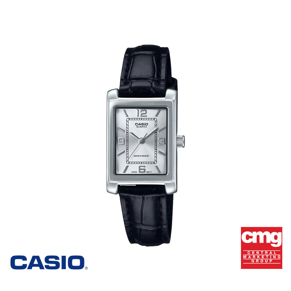 CASIO นาฬิกาข้อมือ CASIO รุ่น LTP-1234LL-7ADF สายหนังแท้ สีดำ