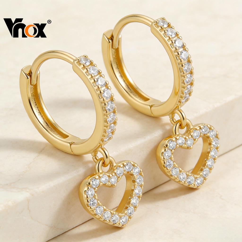 VNOX วีน็อกซ์ ต่างหูทองทรงหัวใจสำหรับสาวๆ มีความหรูหราและสวยงาม เหมาะแก่การให้เป็นของขวัญ