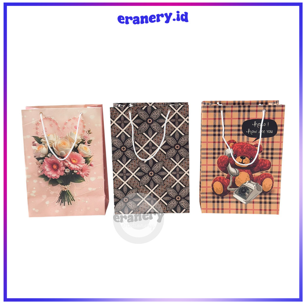 MINI PAPER BAG WITH MOTIF / FANCY PAPER BAG WITH MOTIF / MINI PAPER BAG