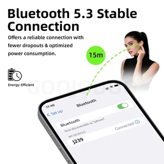 GOOJODOQ หูฟังไร้สายบลูทูธ 5.3 การควบคุมการเชื่อมต่อที่เสถียรเพลงเล่นและรับสายอายุการใช้งานแบตเตอรี่ยาวนาน