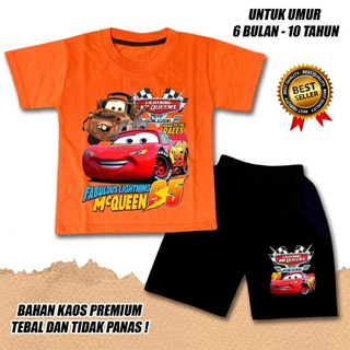 【จัดส่งไทย】ชุดเซ็ต 2ชิ้น BOB SHORT SLEEVE SET สําหรับ BOYS และ GIRLS, CHILDRENS เสื้อยืด MC QUEEN CAR MOTIF, PREMIUM COT