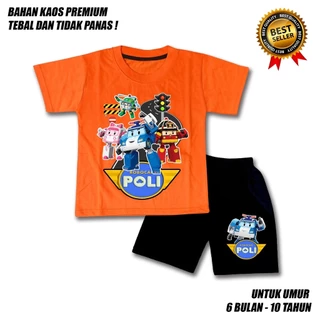 【จัดส่งไทย】ชุดเซ็ต 2ชิ้น BOBROBOCAR POLI BOYS AND GIRLS SUITS BLACK PANTS PREMIUM MATERIAL / BOYS SUITS AGED 0-10 ปี / B