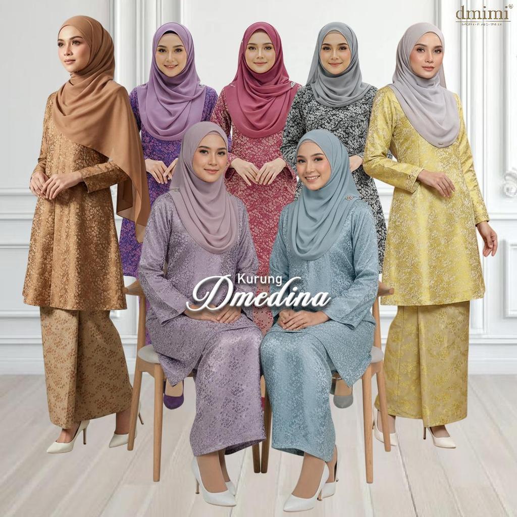 DMIMI Kurung Pahang DMEDINA พิมพ์ Pahang Labuh คุณภาพสูงกํามะหยี่ผ้าไหมขนาดเล็กขนาด Plus ขนาด