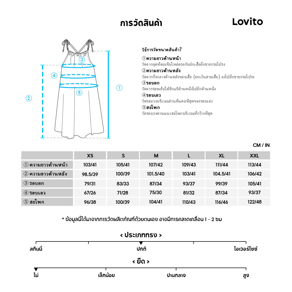 Lovito เดรสยีนส์ลําลองสายสปาเก็ตตี้ธรรมดา A-Line กลางi เดรสยีนส์สําหรับผู้หญิง L47ED150 (สีฟ้า) - รูปที่ 5