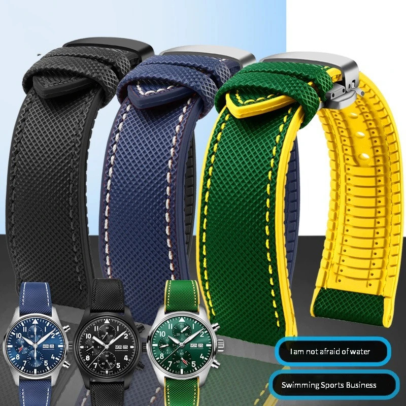 20 มม.21 มม.22 มม.23 มม.ผ้าใบไนลอน + ยางนาฬิกาสําหรับแต่ละยี่ห้อดําน้ํานาฬิกาสําหรับ iwc Tudor Longi