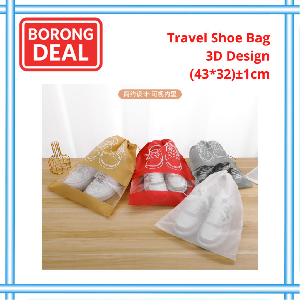 BORONG กระเป๋ารองเท้าเดินทาง RM0.45 3D Design M ขนาด / Beg Kasut Travel Rekaan 3D Saiz L TLG