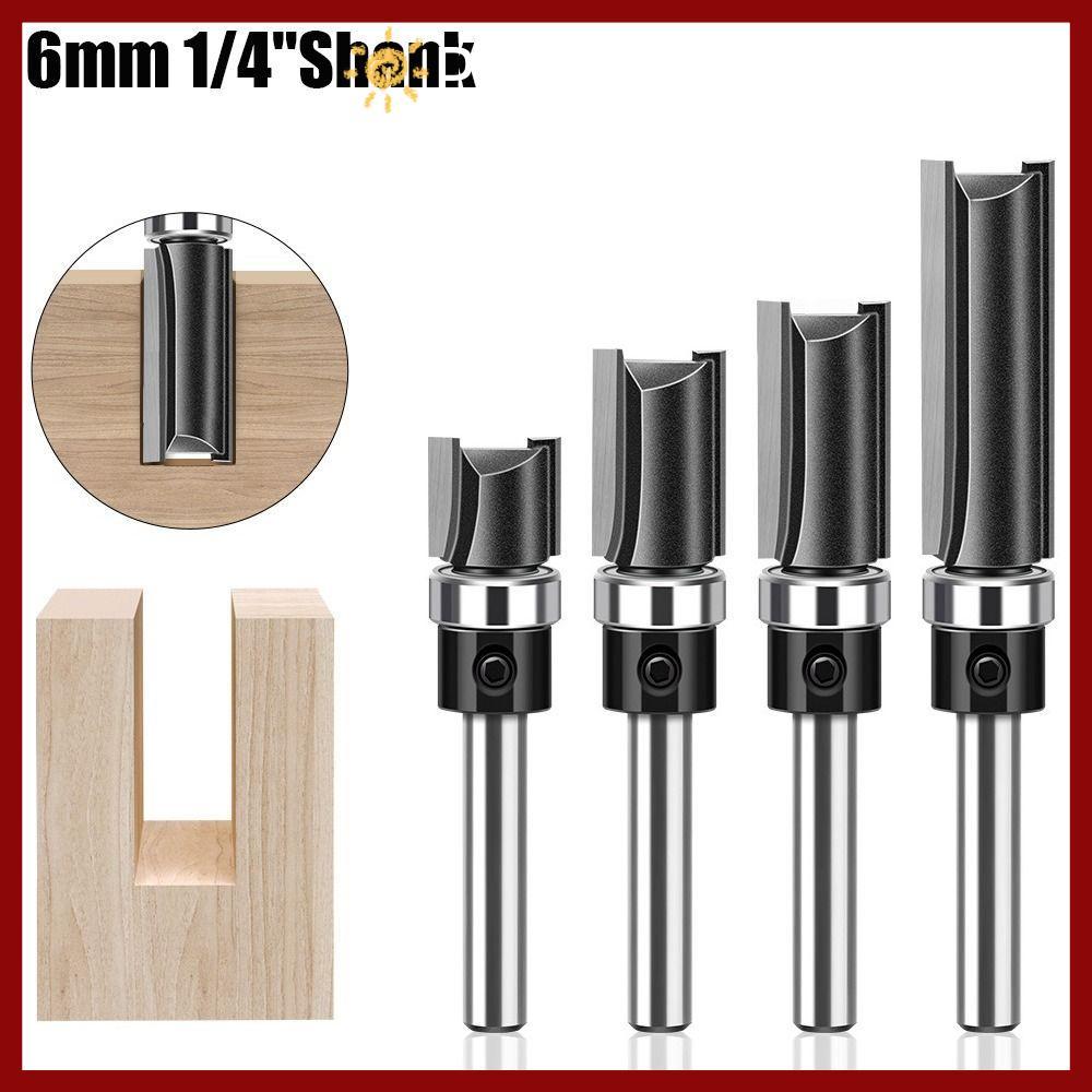 PTKFPT09 เครื่องตัดสาย, แบริ่งตรง Router Bit, 6 มม. 1/4" Shank Trimming
