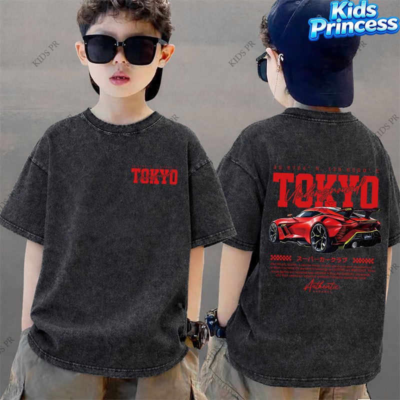 COD 2026 สินค้าใหม่ ทรงหลวม คอกลม เสื้อเด็ก kids Distressed T-shirt ผ้าฝ้าย เด็กชาย เสื้อผ้าเด็ก t-shirt S140