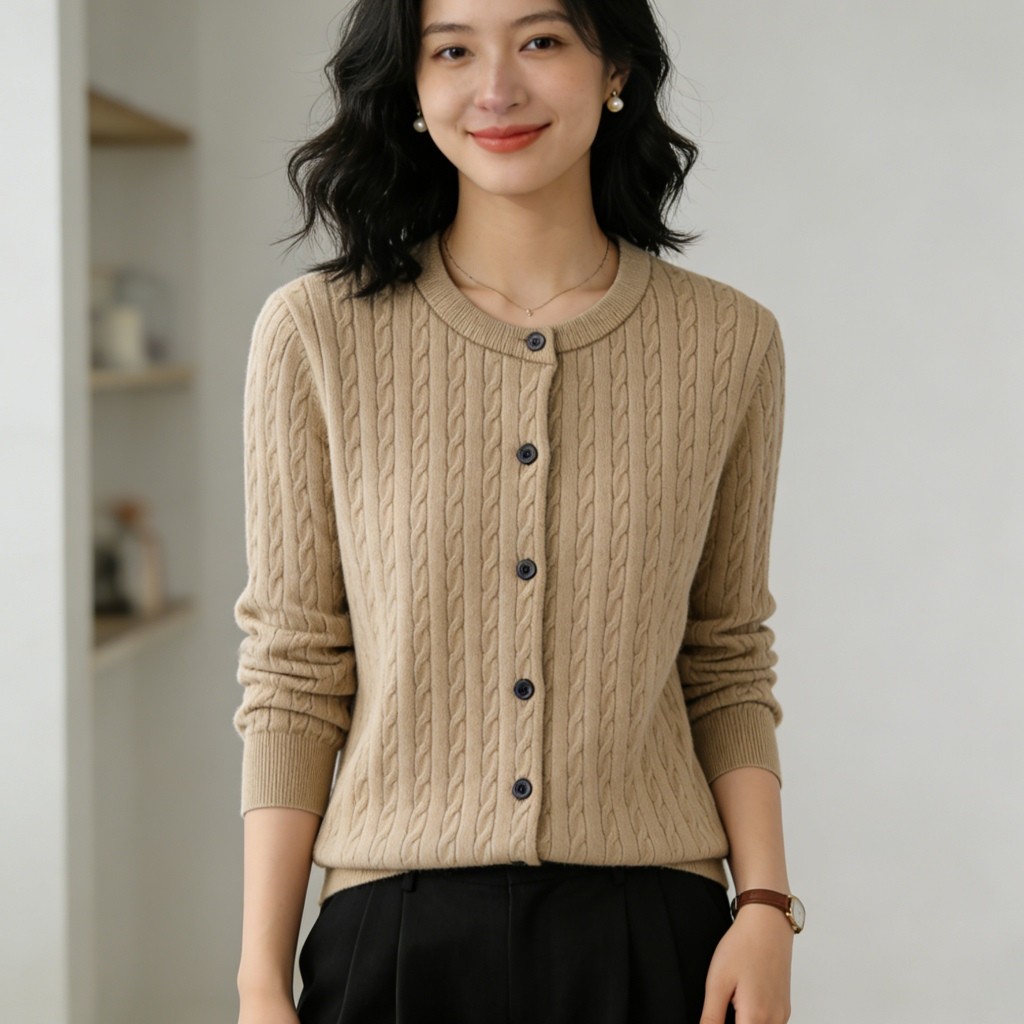 [พรอมสง] เสอคลมไหมพรมคารดแกน แขนยาวทรงสวย ฟรไซส สาวอวบใสได ผานมใสสบาย F119