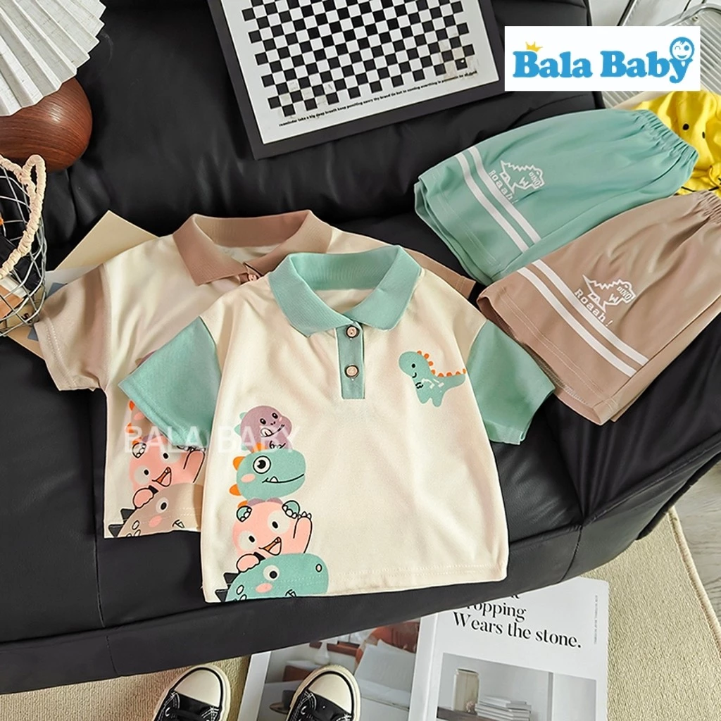 ชุดเด็ก ชุดเซ็ตโปโล เสื้อแขนสั้นกับกางเกงขาสั้น เอวยางยืด Size80-120cm DXT09 thumbnail 3